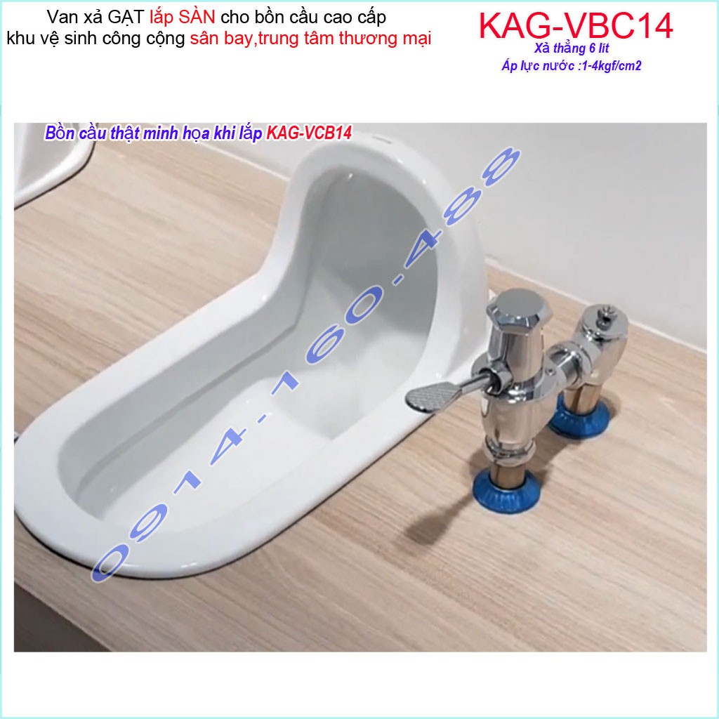 Van xả gạt bồn câu KAG-VBC14, van xả cho bồn cầu Toto, Linax treo tường, van xả cầu không thùng nước( không bồn cầu)