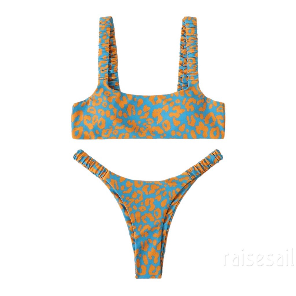 Rs Bộ Đồ Bơi Bikini Hai Mảnh In Họa Tiết Da Báo Size S / M / L Cho Nữ