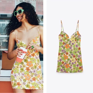 váy dây hoa vàng zara size S