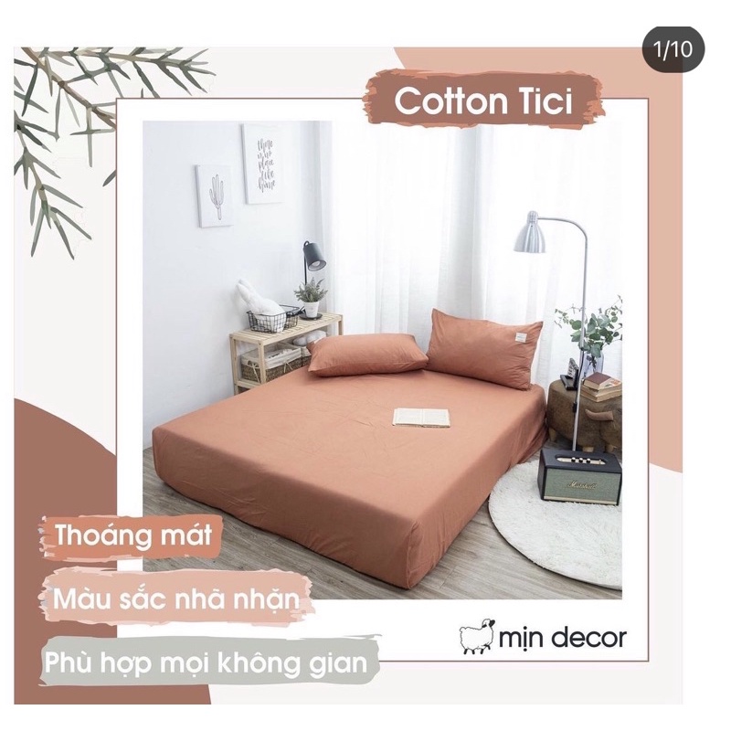 ⚡️TẶNG KÈM COMBO 4 MÓN⚡️Set ga gối cotton tici thoáng mát mềm mịn tặng kèm vỏ gối ôm