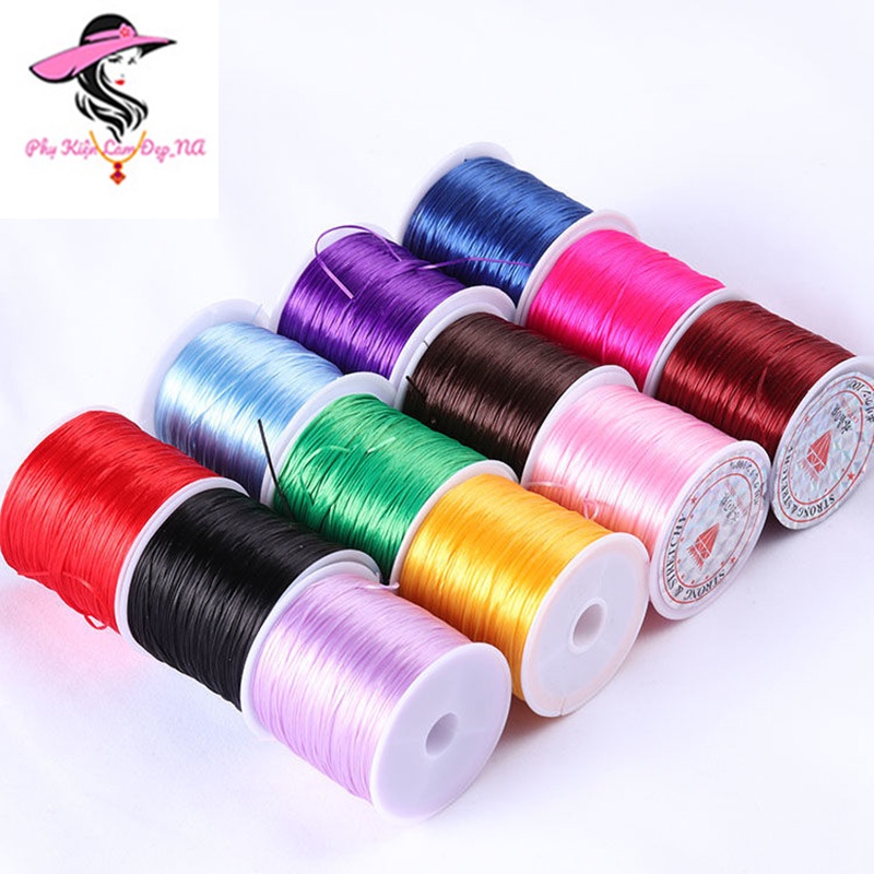 Dây Chun Xâu Vòng Tay Co Giãn, Loại Siêu Bền, Cuộn Dài 60m Đủ Màu Sắc