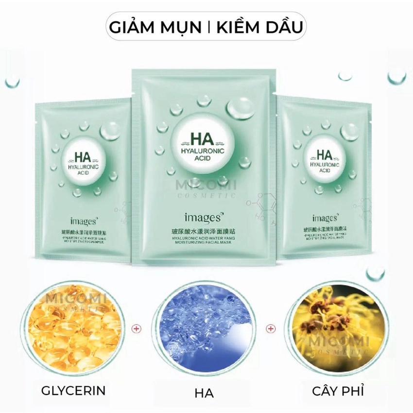 Mặt nạ giấy dưỡng trắng da mụn cấp ẩm thải độc HA Images SIGO