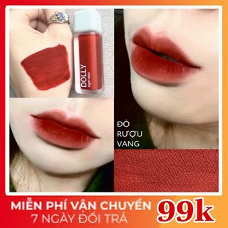 Son Dolly Super Matte Kem Lì Không Chì Màu Đỏ Rượu Vang