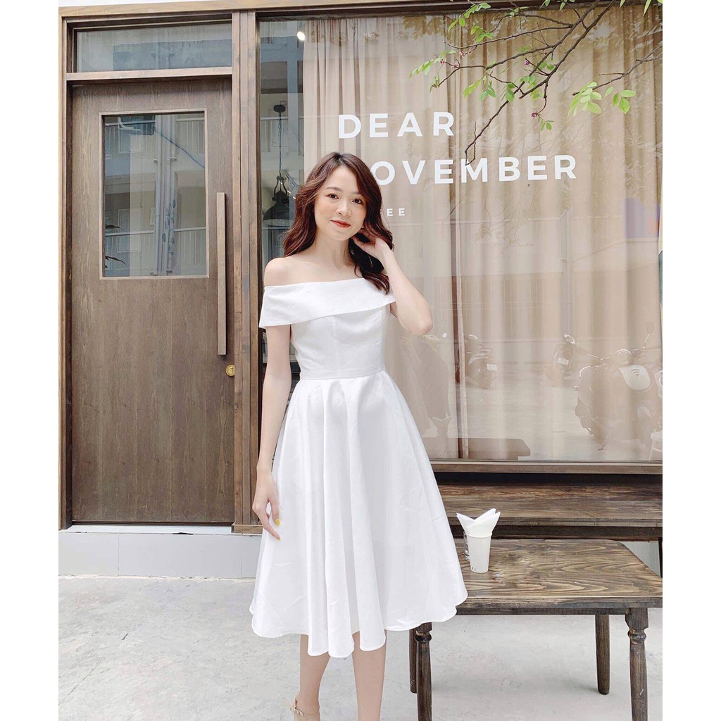 Đầm dự tiệc phi bóng trễ vai dáng xòe cực duyên dáng - Leona dress