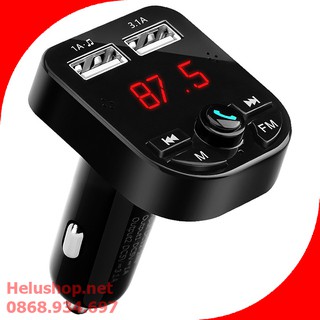 Tẩu sạc ô tô 2 cổng USB - Kiêm nghe nhạc MP3, kết nối điện thoại qua bluetooth - sóng FM với ô tô