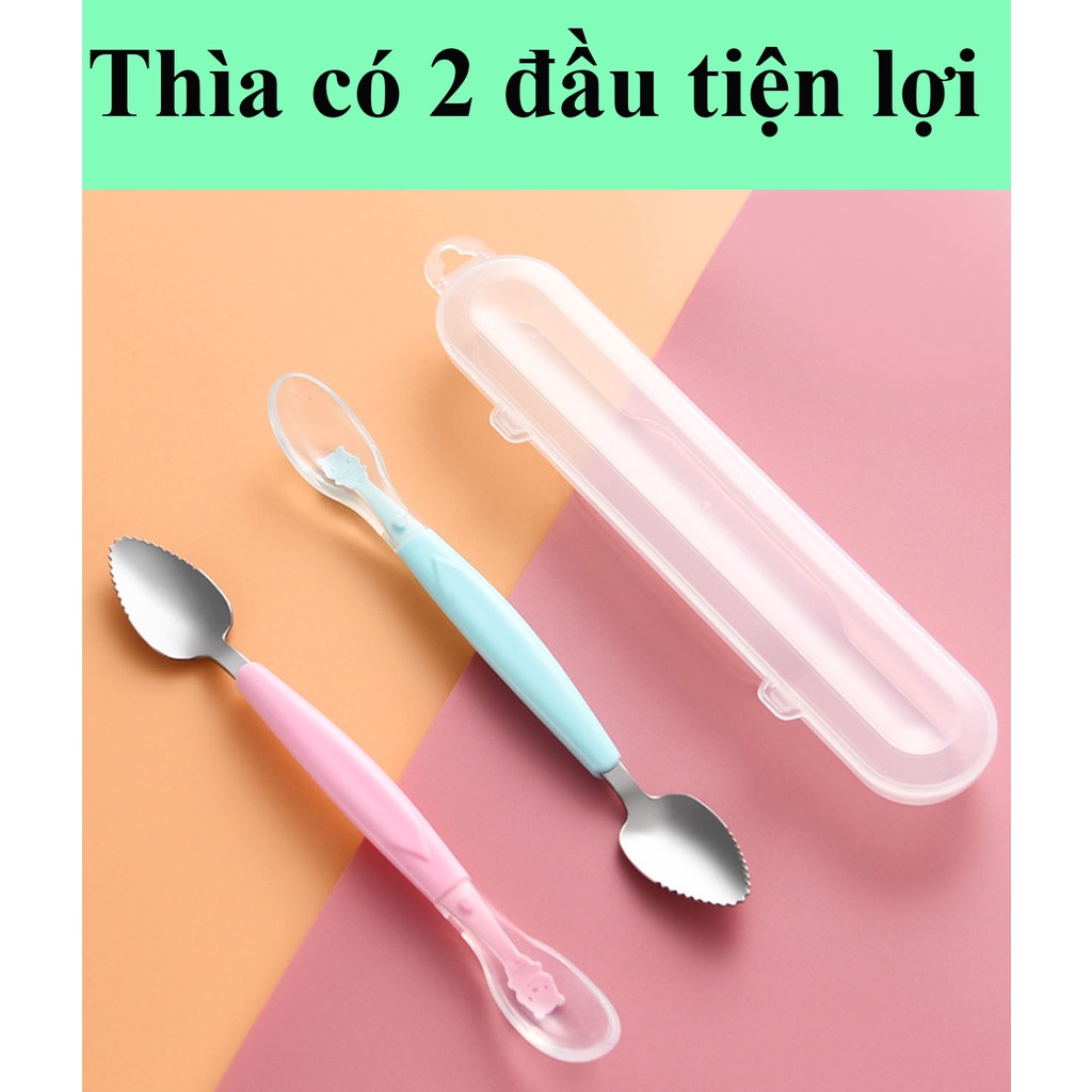 Thìa nạo hoa quả 2 đâu cho bé ăn dặm - Thìa ăn dặm cho bé