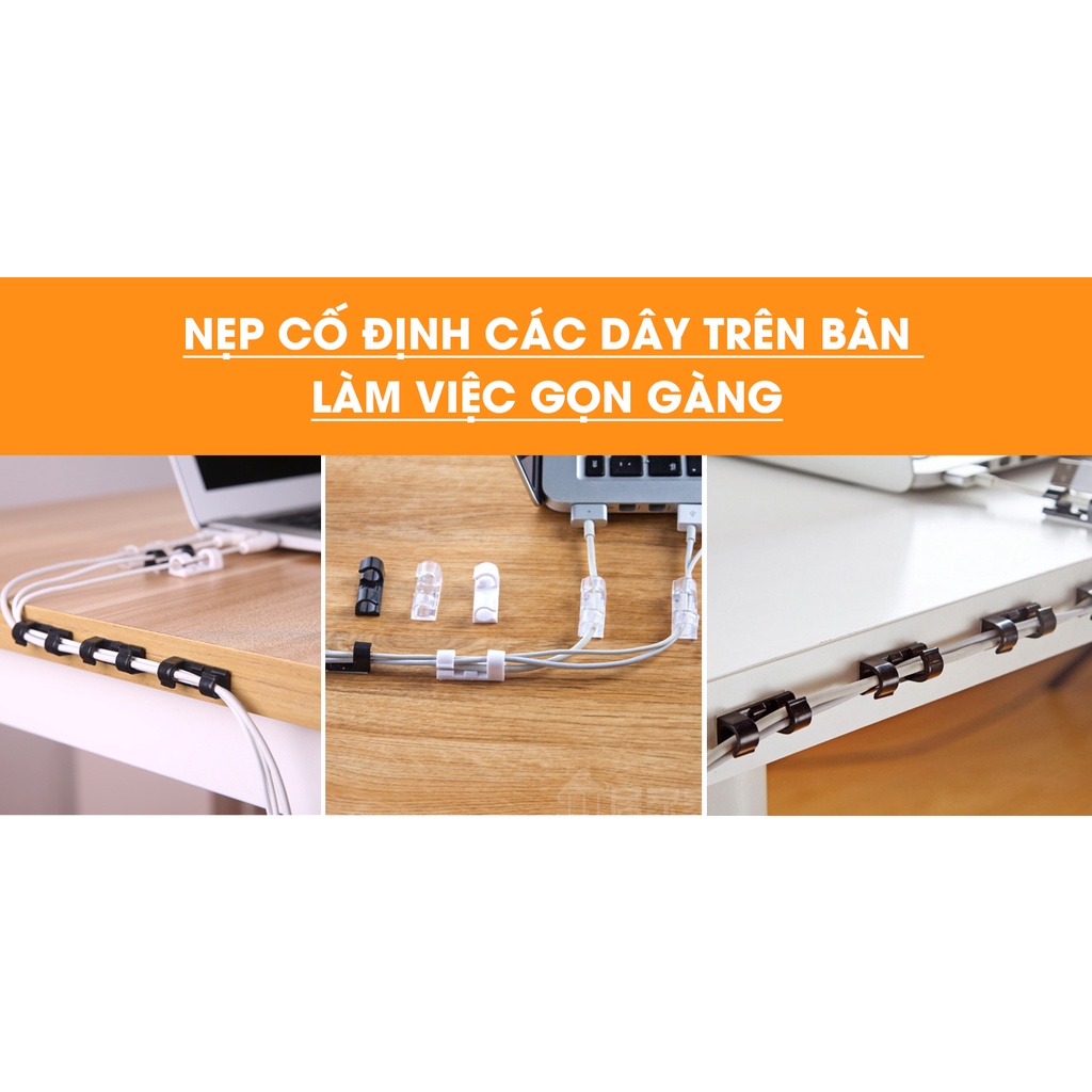 Nẹp, Kẹp Dán Tường Giữ Cố Định, Đi Dây Điện, Dây Cáp Văn Phòng &amp; Gia Đình Gọn Gàng Tiện Dụng