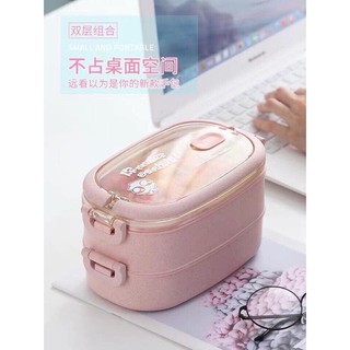 HỘP CƠM LÚA MẠCH 2 TẦNG KÈM THÌA ĐŨA