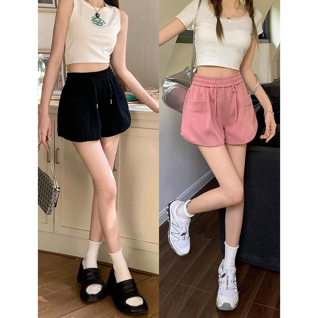 Quần Short Thể Thao Lưng Cao Ống Rộng Phối Dây Rút Phong Cách Hàn Quốc Thời Trang Mùa Hè Hàng Mới 62097