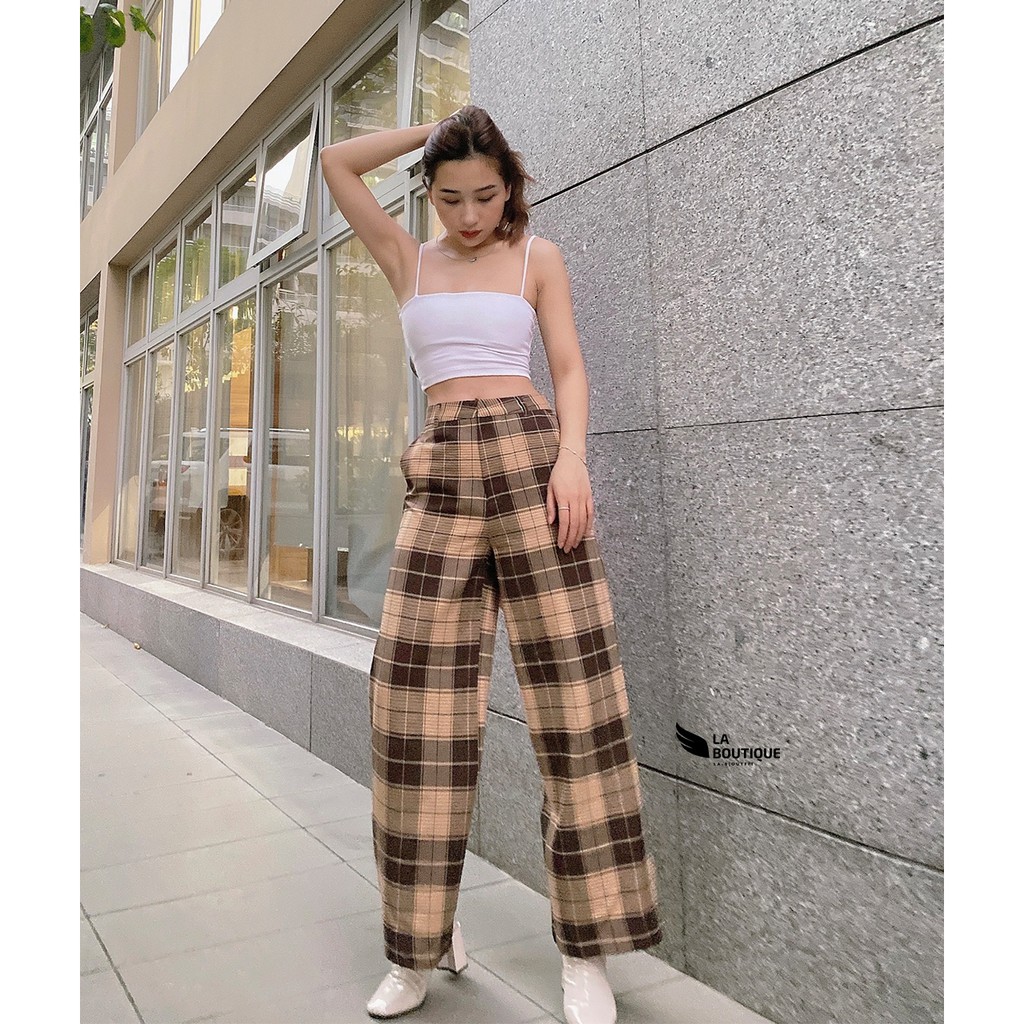 Quần Tây Sọc Caro Form Lửng La Boutique, Có Size, Chất Vải Kate Mềm, Trang Phục Công Sở, Đi Dạo Phố