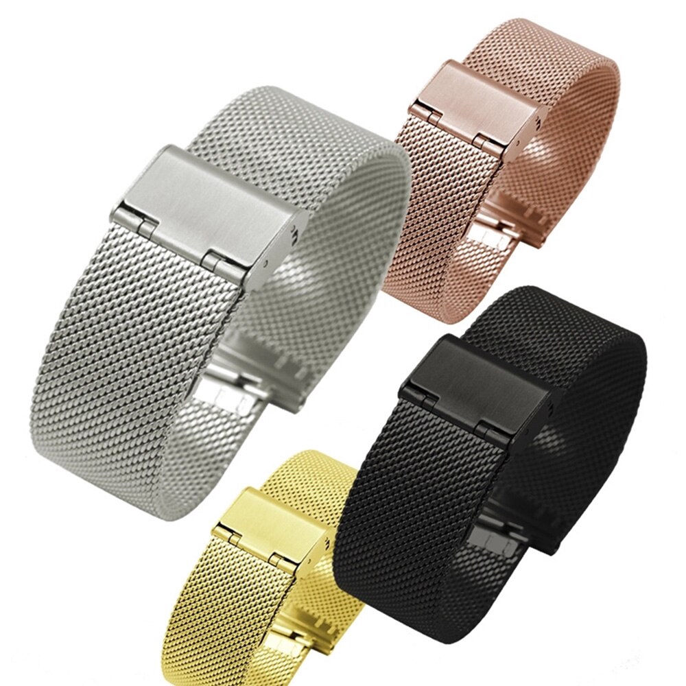 Stainless Steel Wristwatch Band Straps 12 14 16 18 19 20 21 22 24mm Quick Release Watchband Mesh Strap Fashion Comfortable Bands Rose Gold