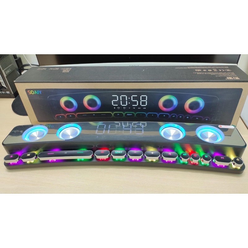 Loa Bluetooth LED RGB quang phổ 10 chế độ Led cao cấp - Tích hợp Đồng hồ + Nhiệt độ, Kết nối PC, TV - Soaiy SH39 cao cấp