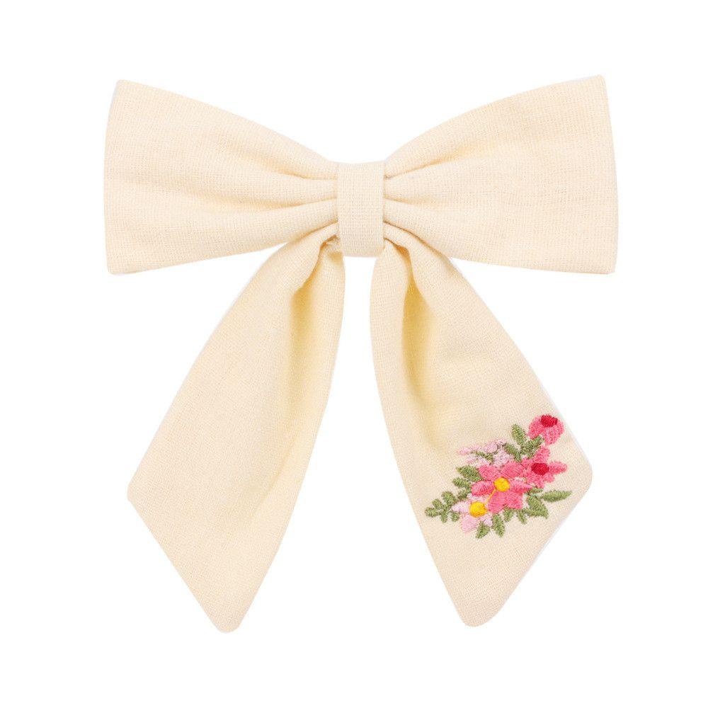 Kẹp Tóc Nơ Lớn Bằng Vải Lanh Cotton Thời Trang Xuân Hè