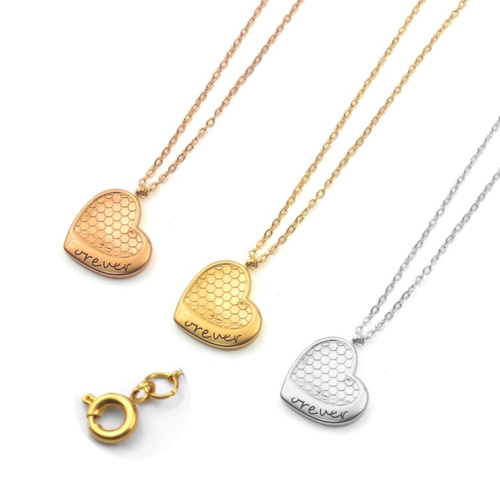 Dây chuyền nữ titan trái tim khóa vip trái tim khắc chữ Forever siêu đẹp, bền màu, hợp thời trang