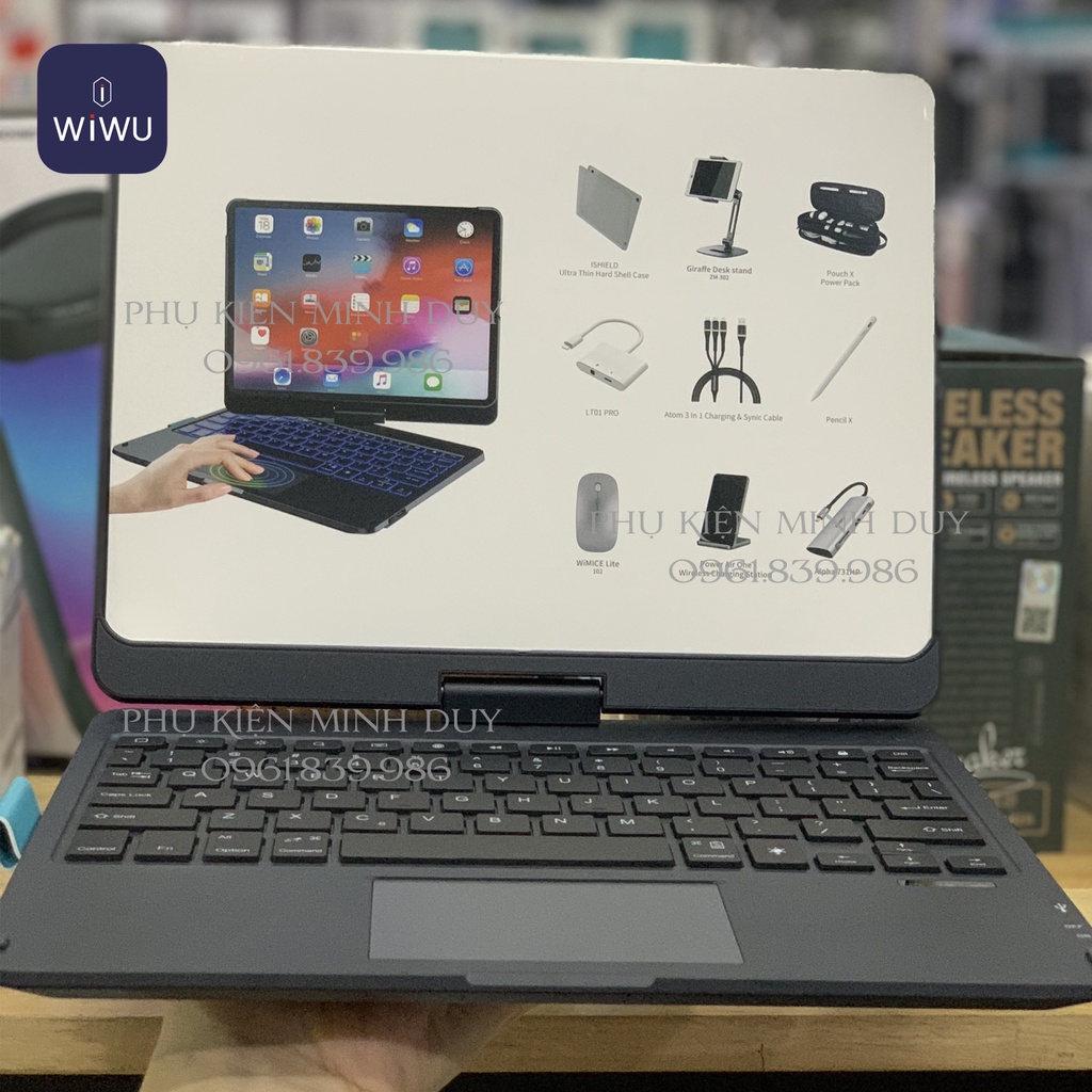 Bao da kèm bàn phím bluetooth xoay 360 - WIWU Waltz Rotating cho Ipad