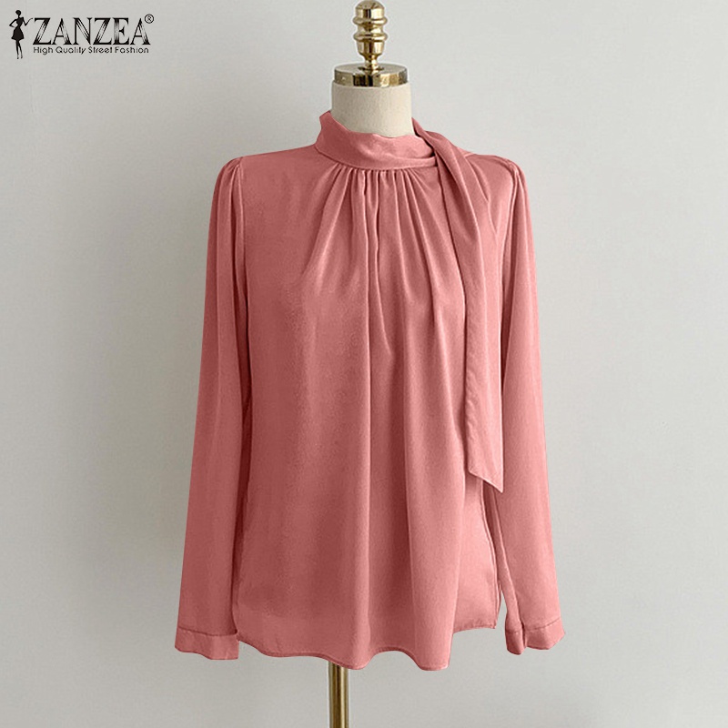 Áo kiểu Zanzea tay dài cổ lọ thời trang thanh lịch dành cho nữ