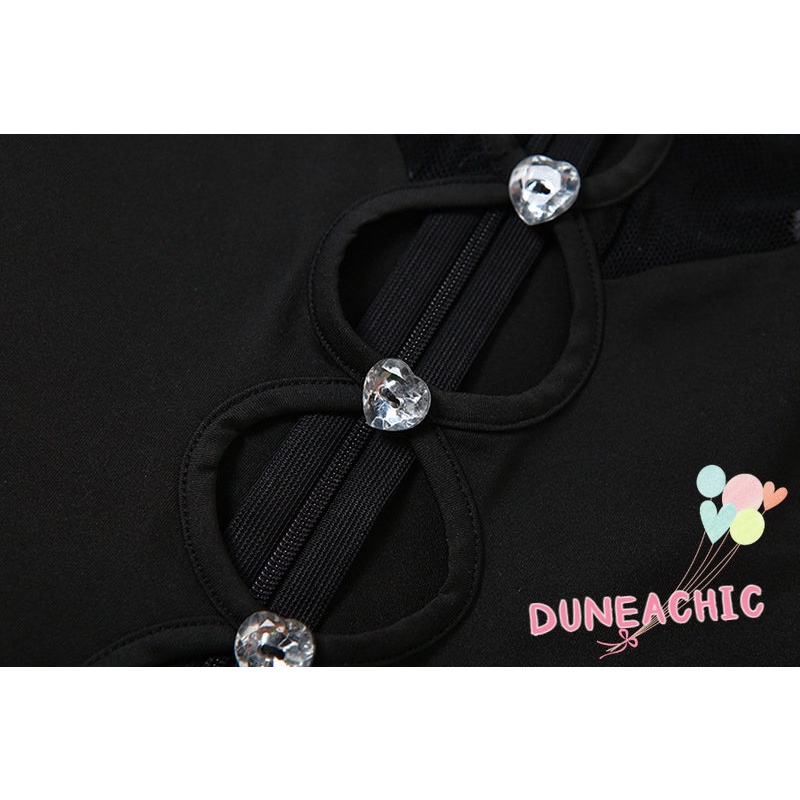 Áo liền quần DUNEA không tay phối lưới phong cách quyến rũ thời trang dành cho nữ