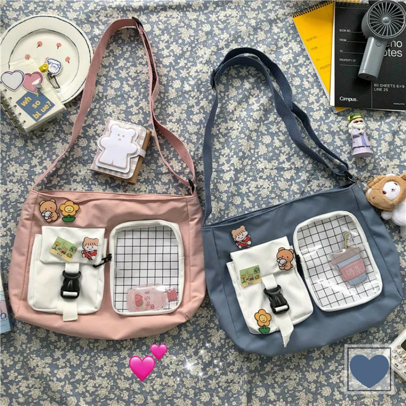 [Mã FASHIONCB264 giảm 10K đơn bất kỳ] Túi Vải Canvas Đeo Vai Phong Cách Hàn Quốc Xinh Xắn Dành Cho Nữ