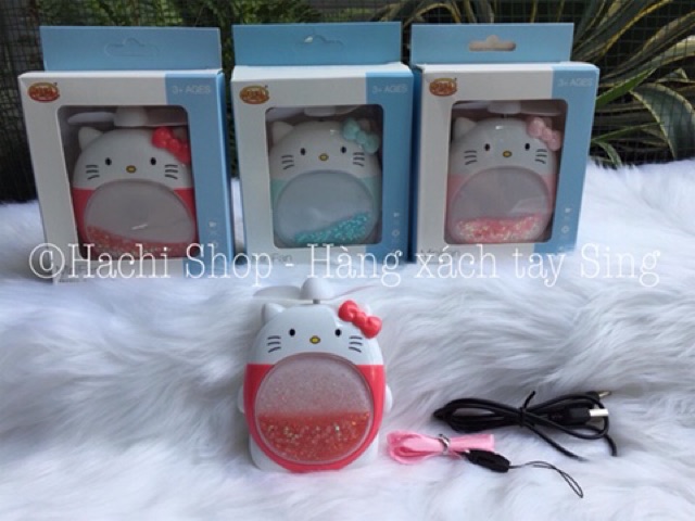 QUẠT MINI CÓ ĐÈN HÌNH KITTY SIÊU KUTE