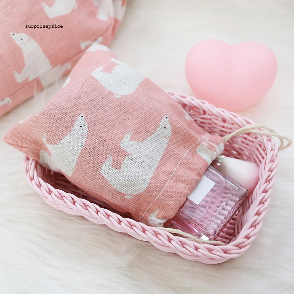 Túi dây rút cotton lanh in họa tiết dễ thương