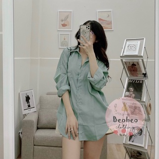 [Ảnh thật] Áo sơ mi oversize lụa tay dài có túi ulzzang