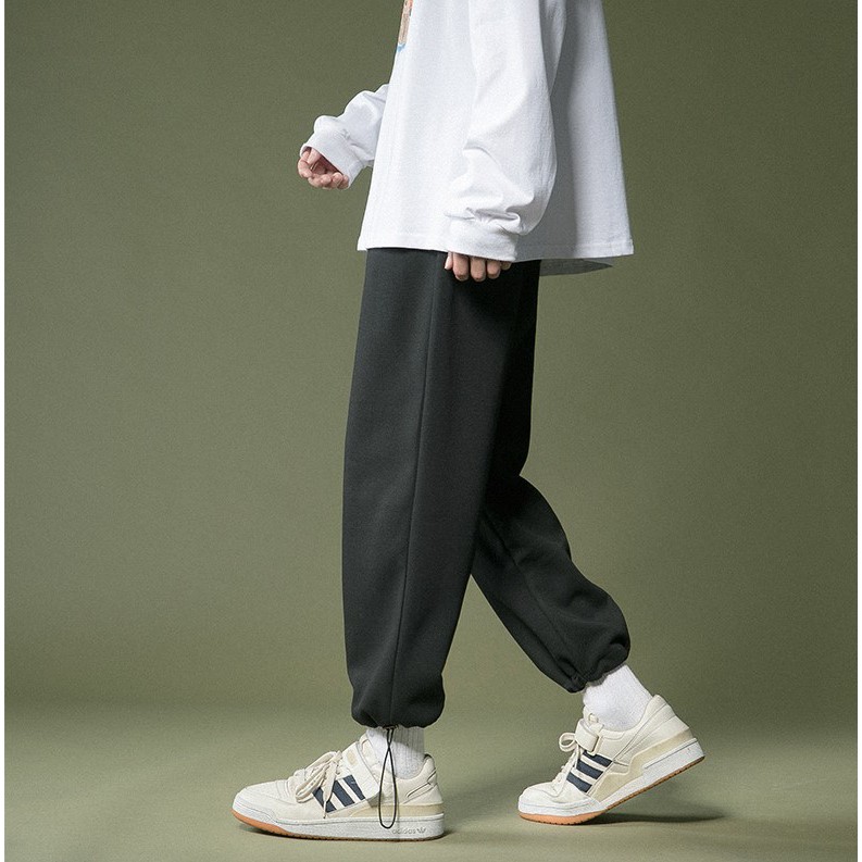 Quần jogger bo ông nỉ thun phối dây phong cách Hàn Quốc quần sweatpants thể thao dày dặn bền đẹp màu xám, đen [hàng tôt]