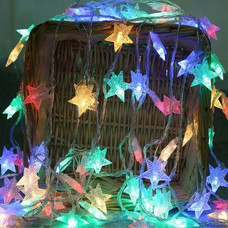 Đèn Led Trang Trí Ngôi Sao Dài 6M - 40 Bóng Chớp Màu Trang Trí Noel Lễ Tết