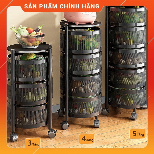 Kệ xoay tròn đa năng, kệ rau củ quả 3/4/5 tầng. kệ đa năng , kệ tròn xoay đựng rau củ nhiều tầng đa năng trong nhà