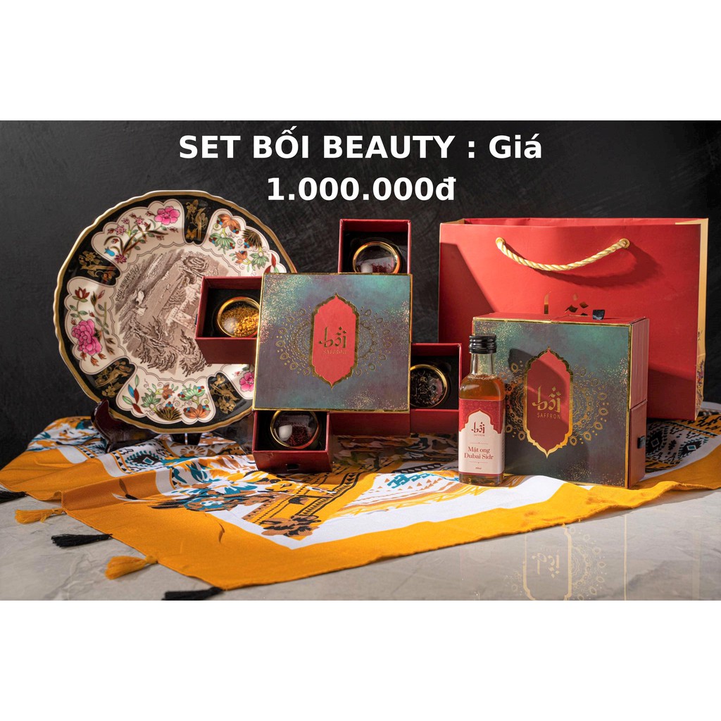 Set 2 gram Nhụy Hoa Nghệ Tây Saffron Bối - tặng kèm Mật Ong Bối, Hắc Kỷ Tử, Phấn Hoa Trà