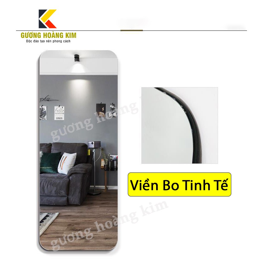 Gương đứng soi toàn thân treo dán tường viền bo tròn cạnh kiểu dáng hàn quốc giá rẻ kích thước 60x160cm -guonghoangkim