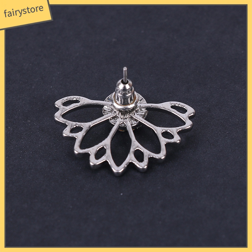 Bông Tai Hợp Kim Hình Hoa Sen Đính Đá Xinh Xắn