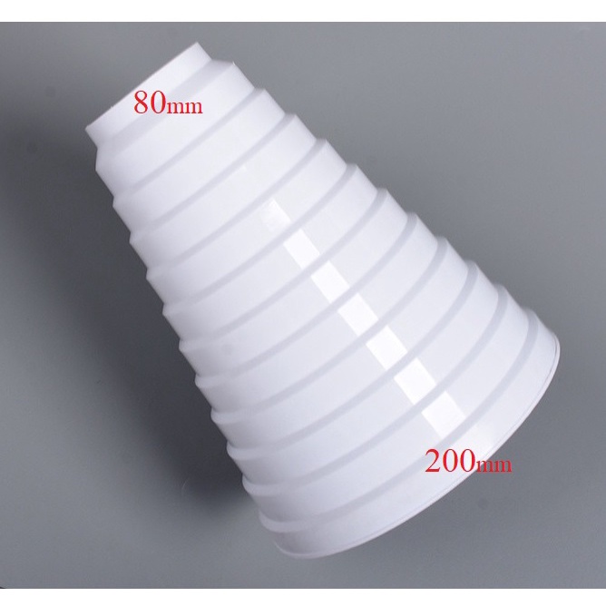 Côn thu pvc đa khấc đa năng, phễu thu pvc nối thông gió d200-d100