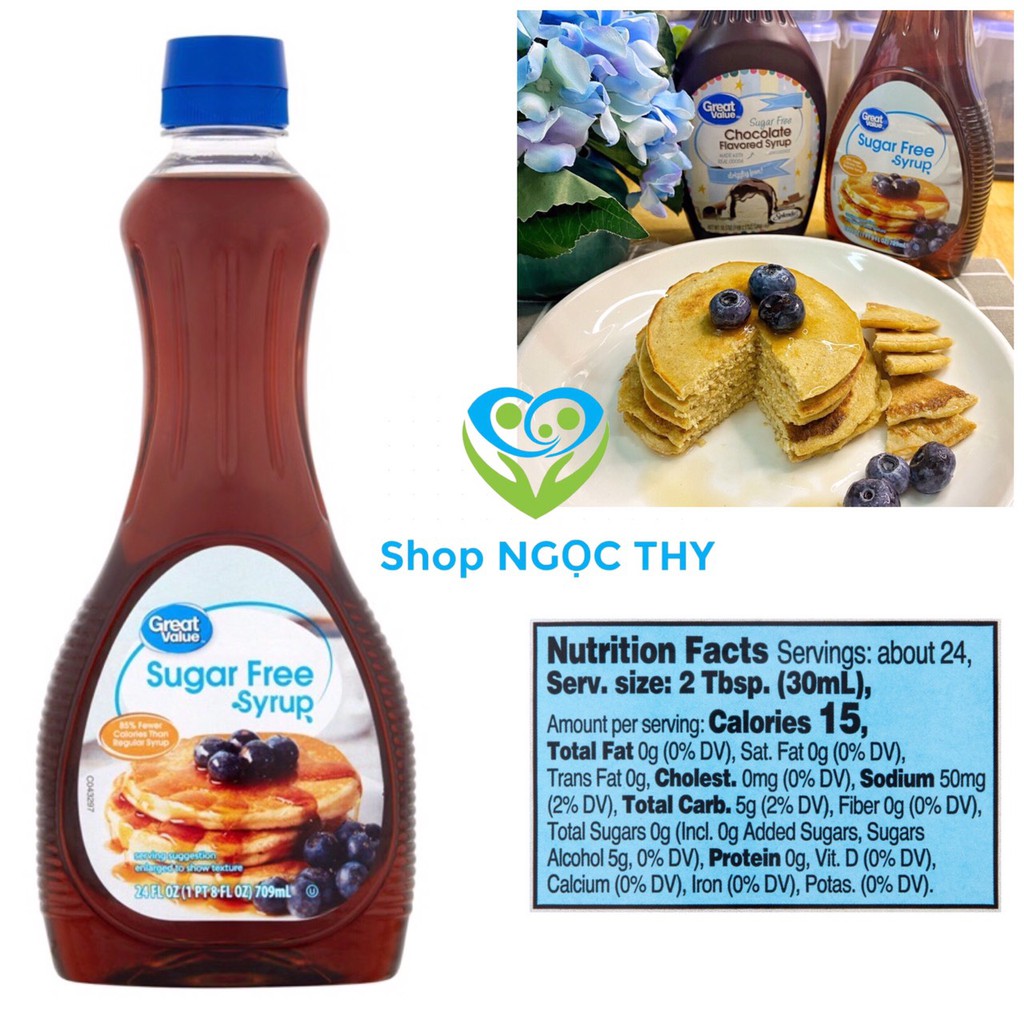 [Siro không đường] Siro ăn kiêng Sugar Free Syrup 24oz 710ml GREAT VALUE