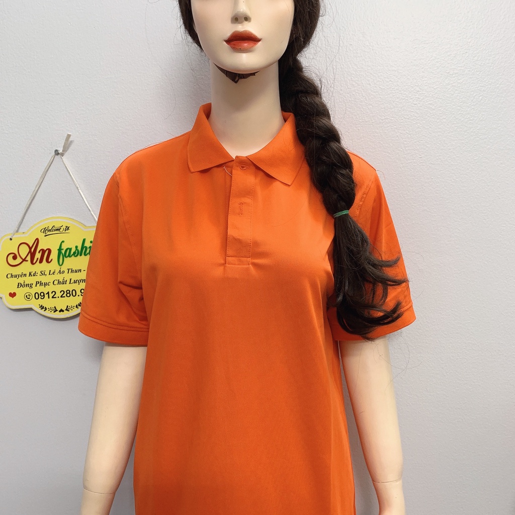 Áo polo màu cam vải poly Thái cao cấp cho nam nữ _ Hình chụp thật
