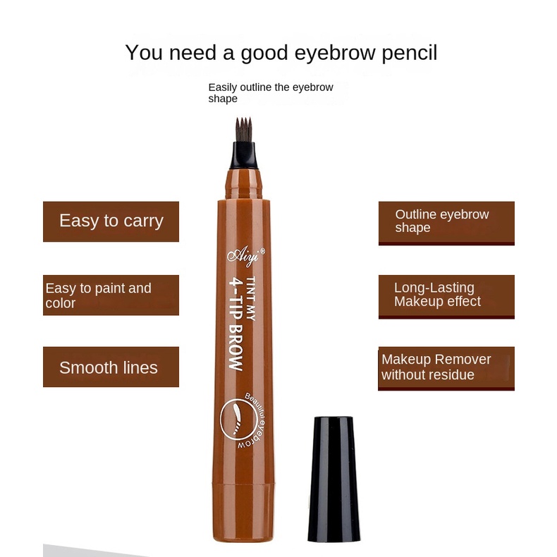 Bút Chì Kẻ Lông Mày Dạng Phẩy Sợi Màu Trong Suốt Chống Nước Chống Nhòe Lâu Trôi