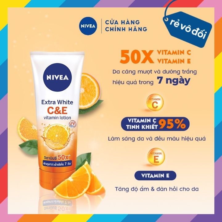 Sữa dưỡng thể dưỡng trắng Nivea Extra White C & E Vitamin / C & A Vitamin 180ml - Thái Lan