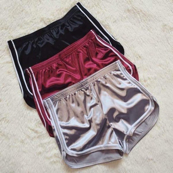 Quần short vải flannel lưng cao co dãn cho nữ
