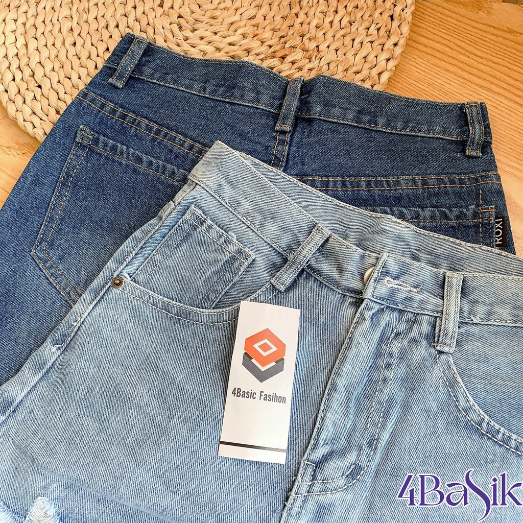 Quần short jeans nữ 4Basik, quần sọt đùi rách cạp cao tôn dáng - SJ09