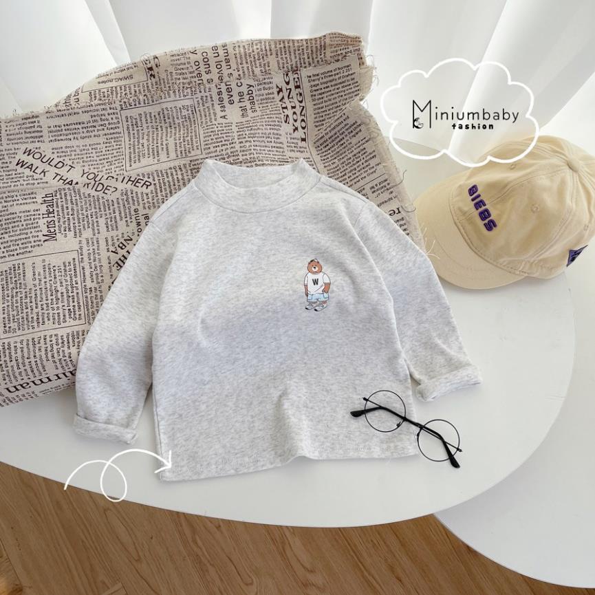 Áo dài tay thu đông thêu gấu cho bé gái/trai chất liệu 100% cotton cao cấp, quần áo trẻ em miniumbabyfashion  A1293