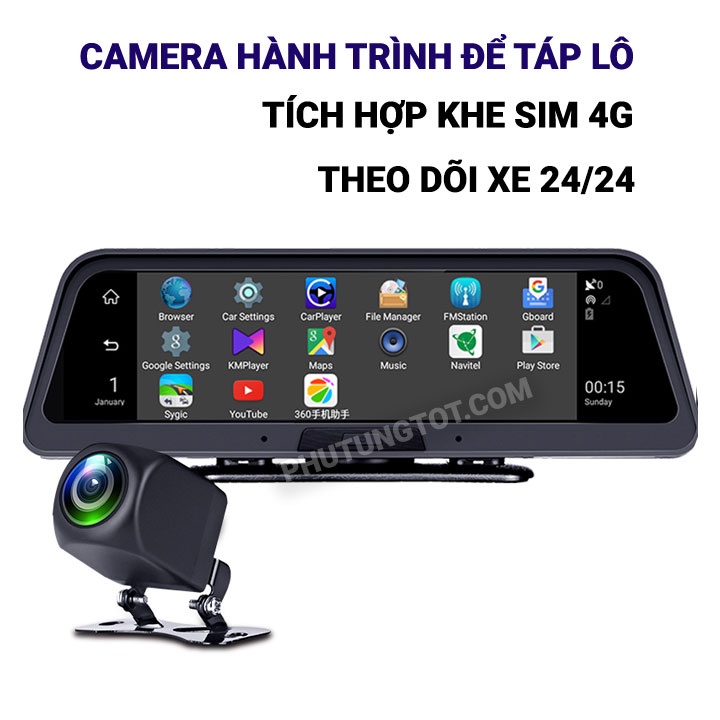 Camera hành trình ô tô thông minh đặt táp lô A9s Ram 2GB Carcam 4G LTE GPS thumbnail