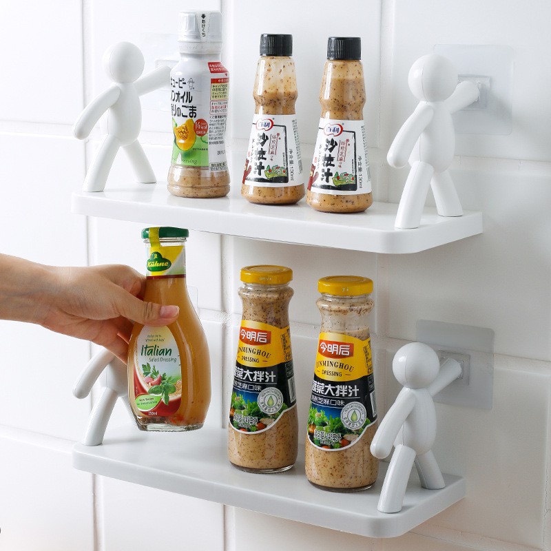 Kệ hình nhân decor nhà tắm, kệ nhựa nhà bếp dán tường siêu dính chịu lực