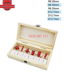 BỘ 6 MŨI PHAY GỖ CỐT 8MM