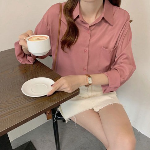 Áo Sơ Mi Nữ form rộng Lụa hàn Kiểu Màu Trắng đen hồng xanh đẹp dài tay ulzzang vintage hàn quốc cao cấp trơn Alvinstore