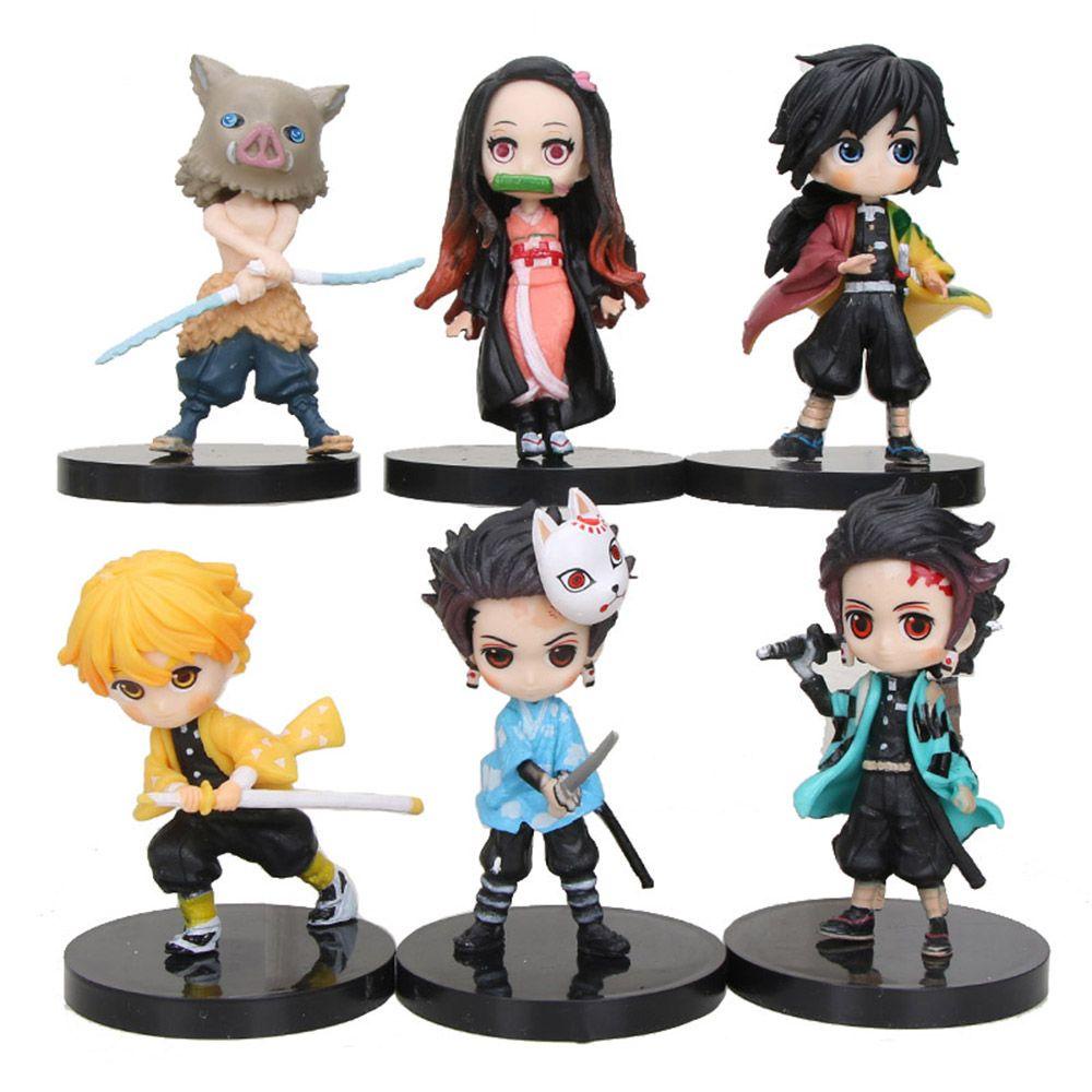 Set 6 Mô Hình Mô Phỏng Nhân Vật Hoạt Hình Demon Slayer Kimetsu No Yaiba