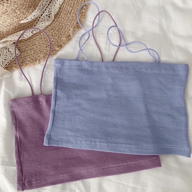 Áo 2 Dây Thun Gân Cọng Bún Ulzzang, [ADORABLE], Top Thun Gân Thời Trang Basic Hot Trend 2021 Ảnh Thật