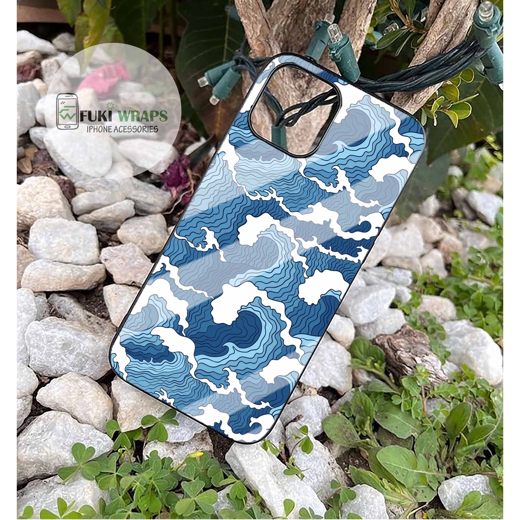 Ốp Lưng Kính Cường Lực / Case Sóng Xanh Chống Vỡ Dành Cho 13ProMax 12ProMax 11ProMax X XSMAX Fukishop