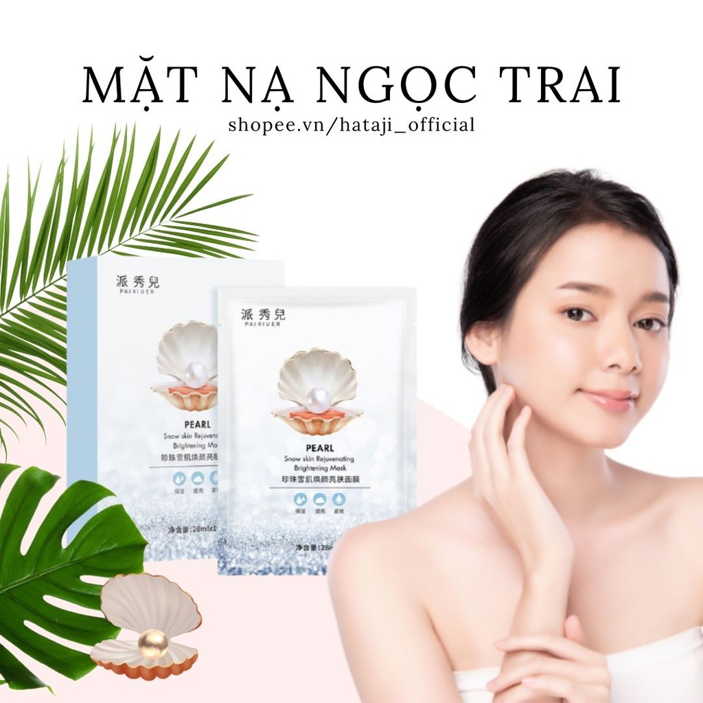 [COMBO 5]Mặt nạ trắng da ngoc trai Pearl Snow Paixiuer 28ml làm sáng tái tạo da Hataji