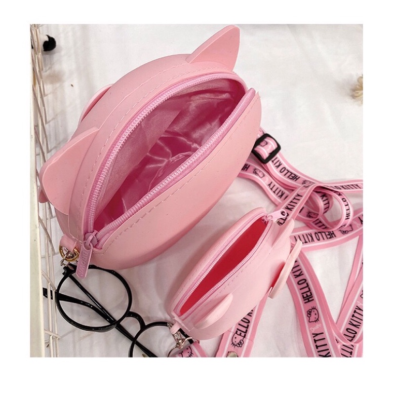 Túi đeo chéo silicon Hello Kitty