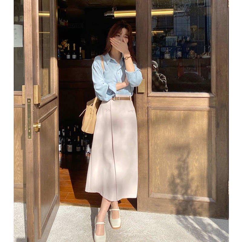 Set Áo Sơ Mi Dài Tay + Chân Váy Thời Trang Dành Cho Nữ