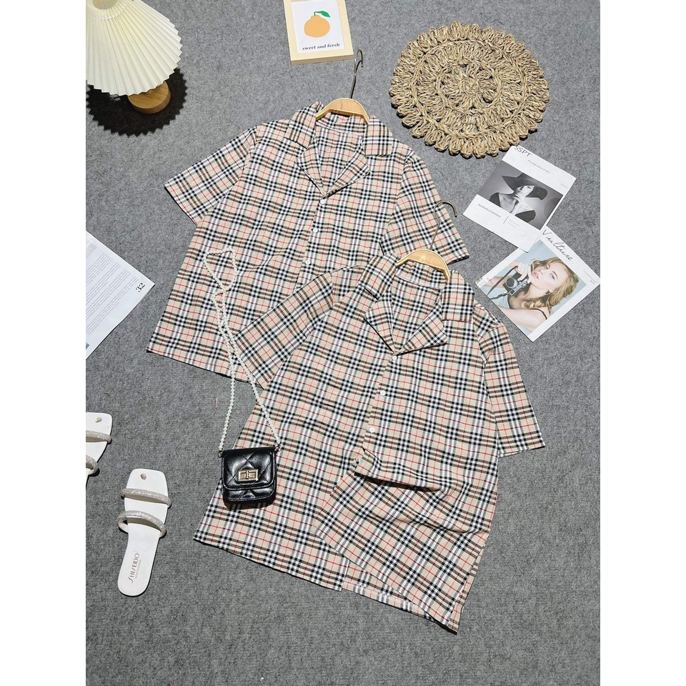 [HÀNG HÓT, TẶNG KÈM CỘT TÓC HOA CÚC] ÁO SƠ MI NỮ, ÁO SƠ MI KẺ MIX CHÂN VÁY, SOOC, LEG ĐỀU SIÊU XINH TEENS FASHION